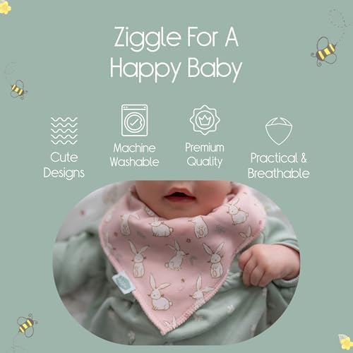Ziggle Bandana Dribble Bibs – Cotton Front Baby Bibs for 0-24 Months