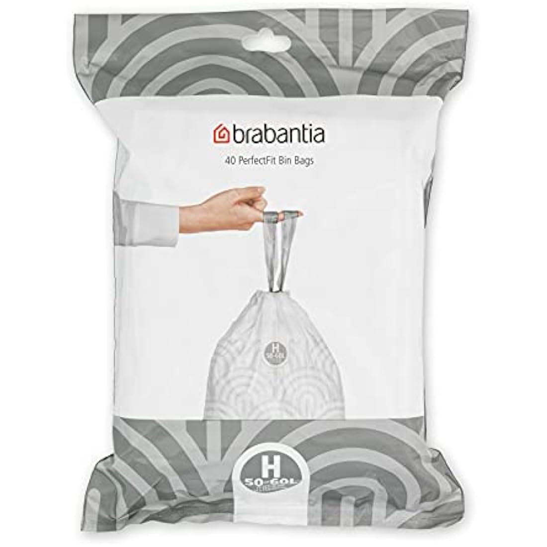 Brabantia PerfectFit Bin Liners Size H | 50-60L Trash Bags (40 Count)