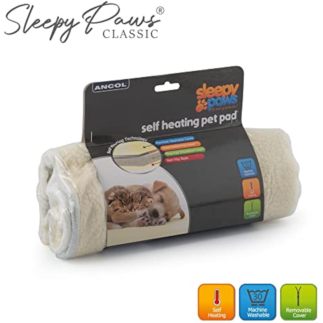 Ancol Self Heating Pet Pad – Thermal Washable Fleece Mat, Small
