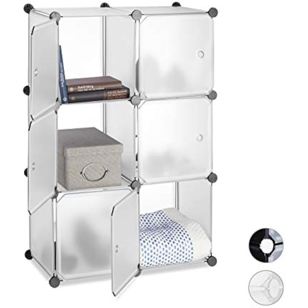 Relaxdays Modular 6-Door DIY Storage Cubes – Plastic Shelving System