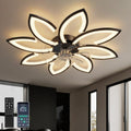 YUNLONG 35.4" Flower Flush Mount Ceiling Fan with Dimmable LED Light