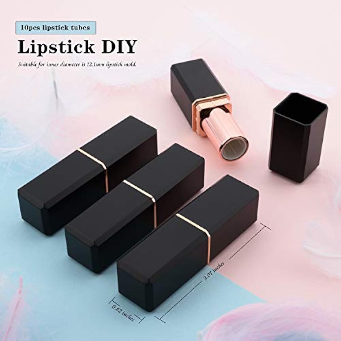 10Pcs Black Empty Lipstick Tubes – Square DIY Lip Balm Containers