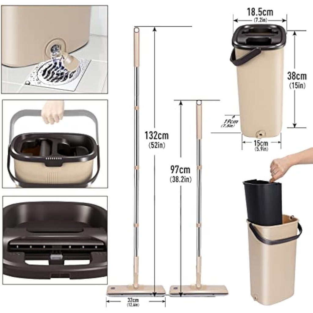 Masthome Flat Mop and Bucket Set | 6 Microfibre Pads for Hardwood Floors