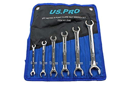 US PRO 6 Piece Metric 6 Point Flare Nut Spanner Wrench Set 8-24mm