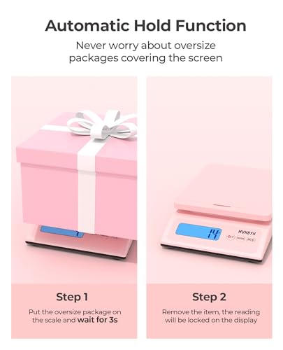 MUNBYN Digital Shipping Scale | 66lb/30kg Postal Scale with AC Adapter, Pink