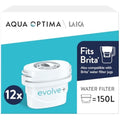 Aqua Optima Evolve+ Water Filter Cartridges | 12 Pack | Fits Brita