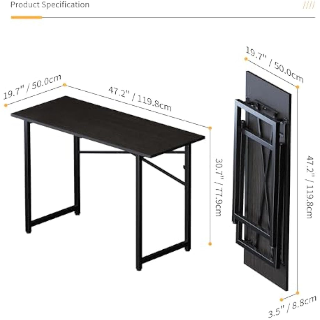 Lutown 120cm Folding Computer Desk – No Assembly Gaming Table, Black