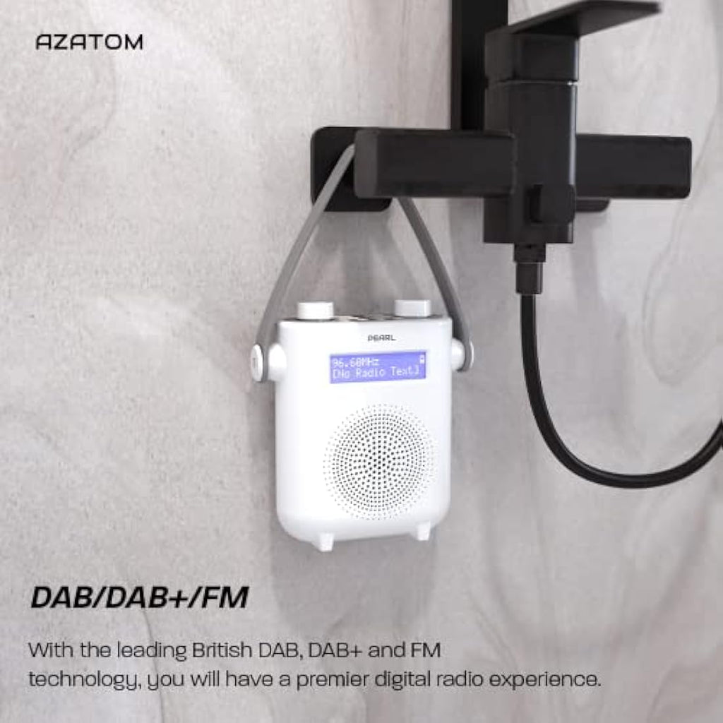 Azatom Pearl DAB/DAB+ Shower Radio | IPX5 Waterproof Bluetooth - White