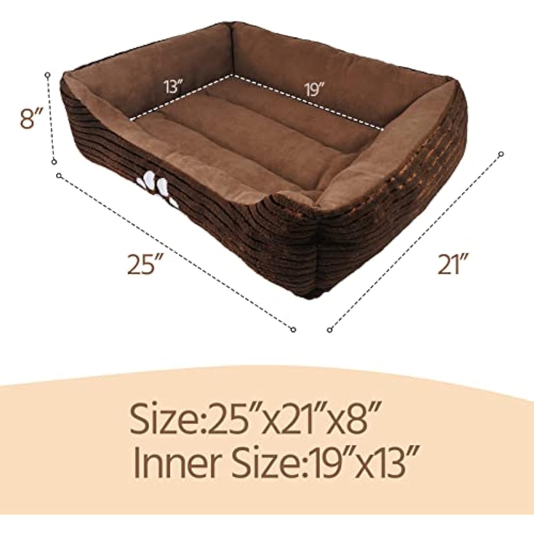 Happycare Textiles Reversible Rectangle Pet Bed - Faux Suede & Corduroy