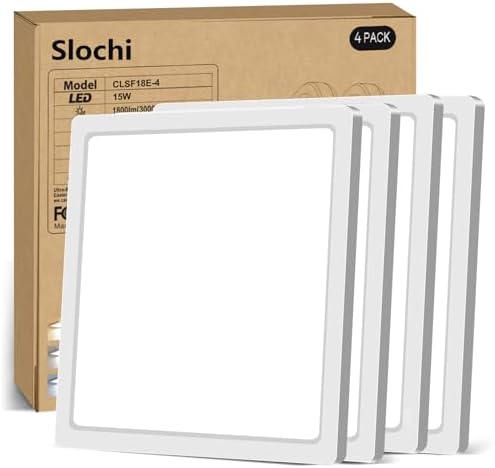 Slochi LED Ceiling Light 4-Pack | IP54 Waterproof Square Flush Mount