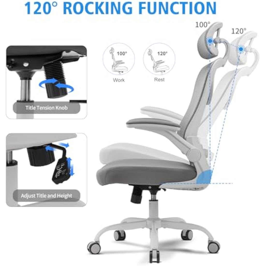 Magic Life Ergonomic Mesh Office Chair – Adjustable Lumbar Support, White