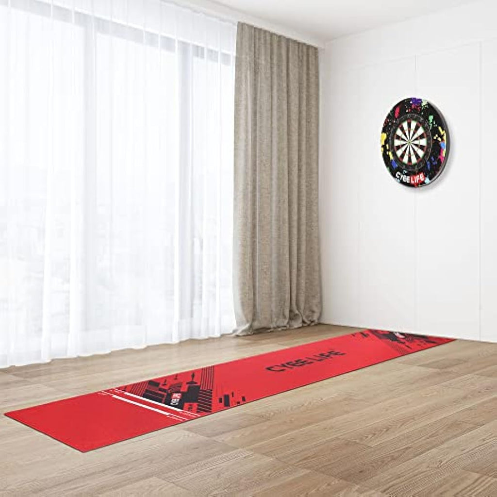 CyeeLife Dart Mat 65x295cm with Carry Bag and Oche Lines for Darts