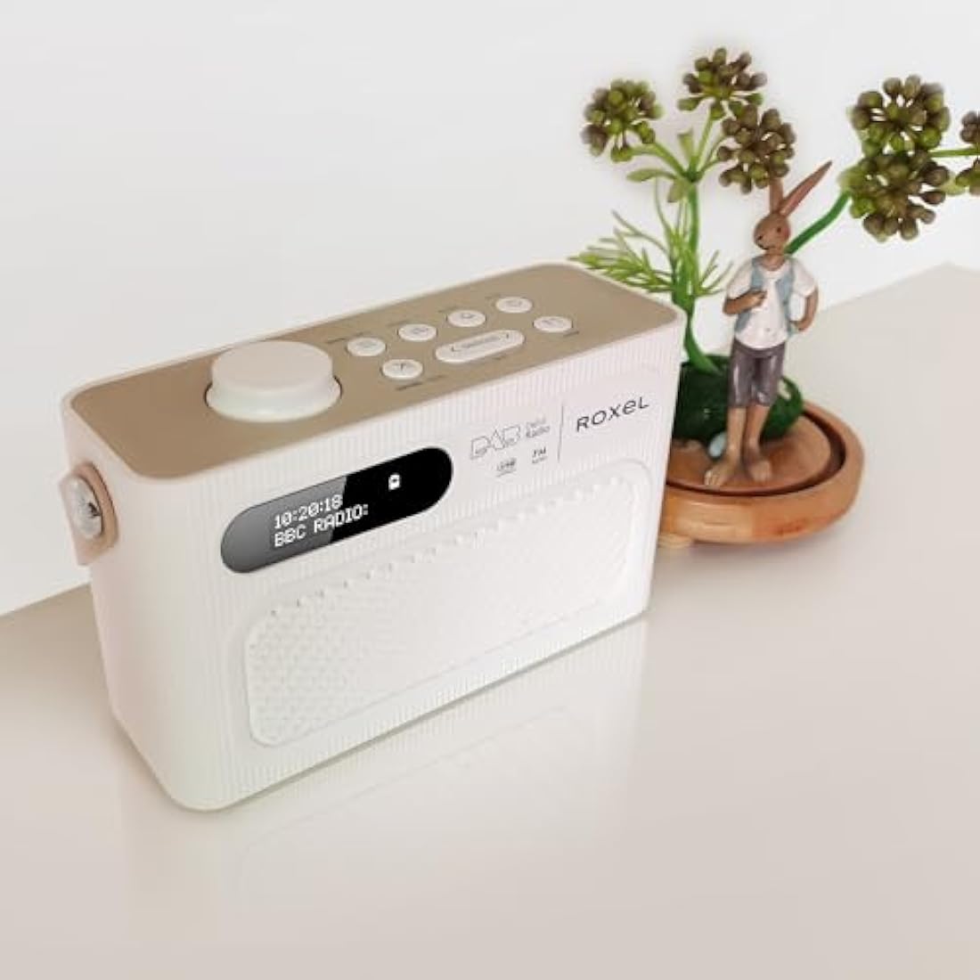 Roxel RDR-40 Portable DAB/DAB+ Digital FM Radio & Wireless Speaker - White
