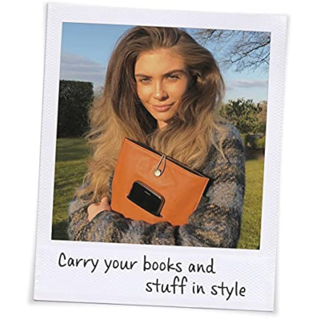 Bookaroo Leather-Look Books & Stuff Pouch – Brown Stationery Sleeve