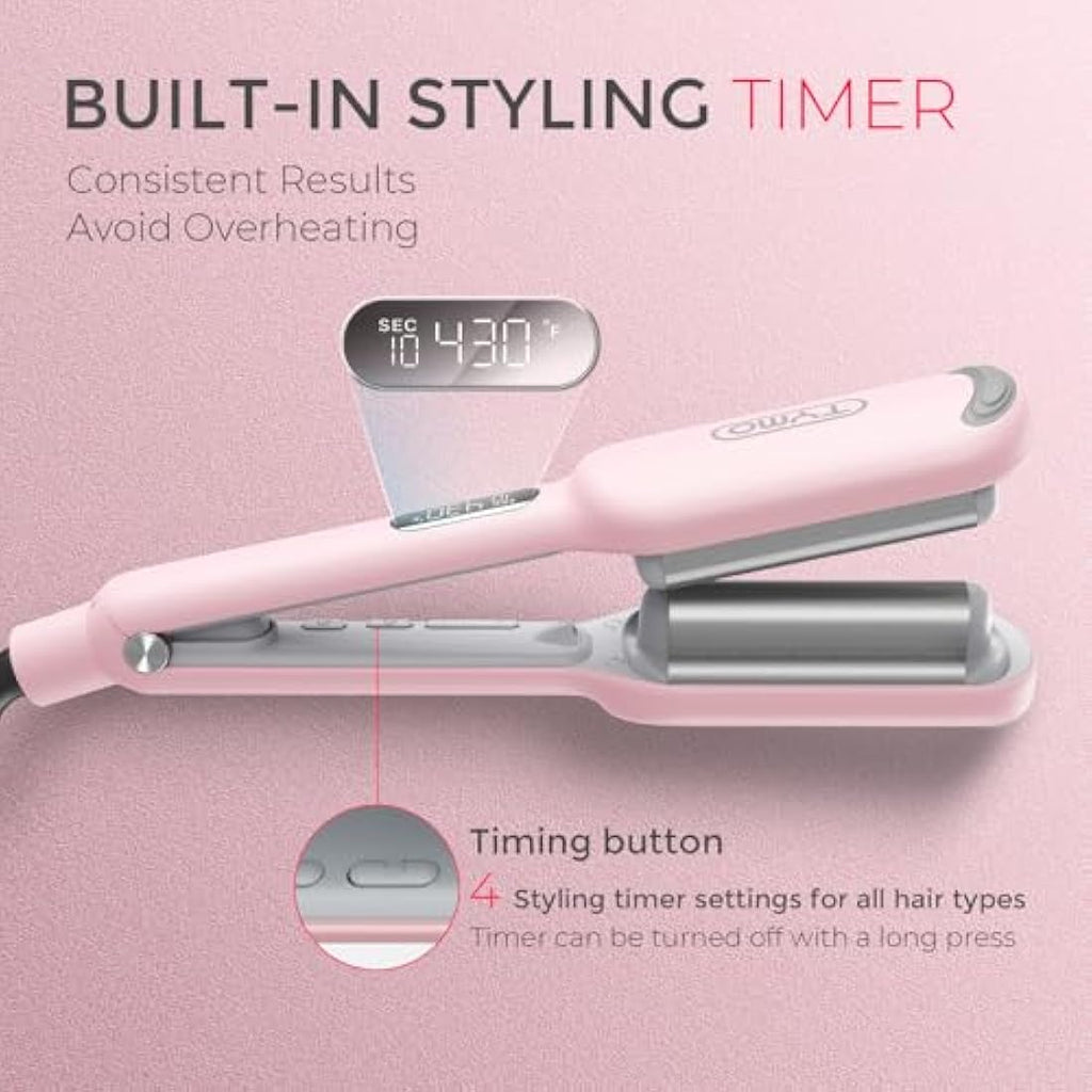 TYMO ROVY Hair Waver - 25mm Ionic Ceramic Deep Wave Crimper, Pink