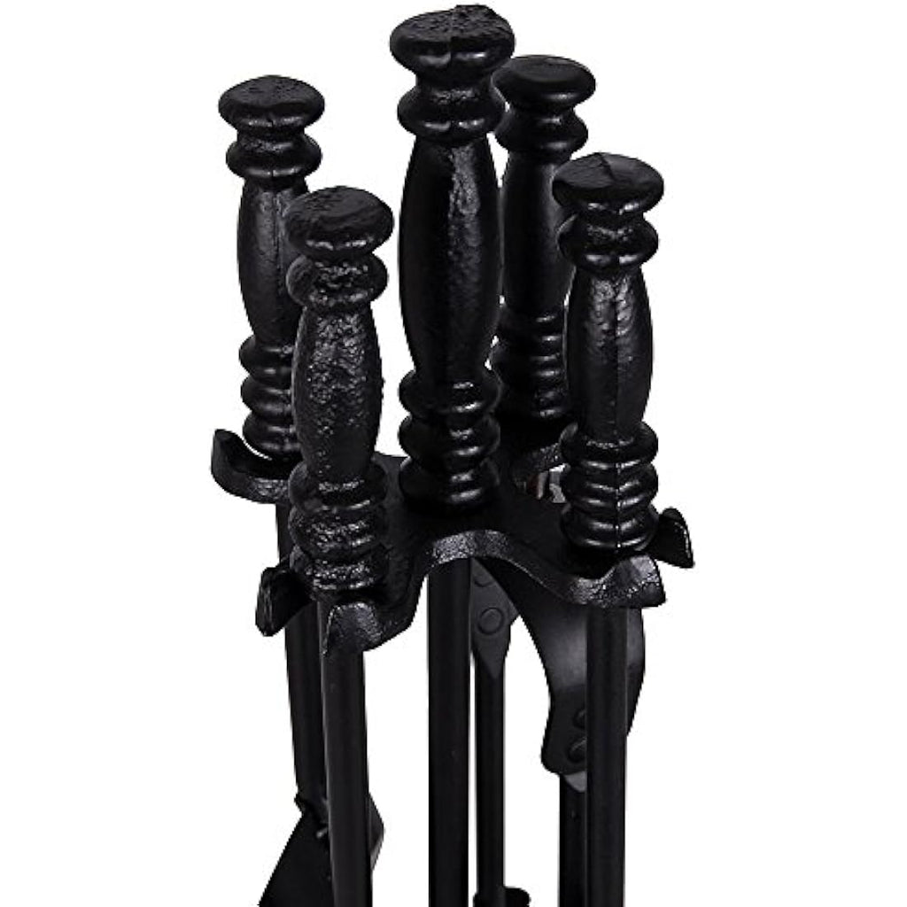 Malham 5 Piece Fireplace Companion Set | Black Steel Tools