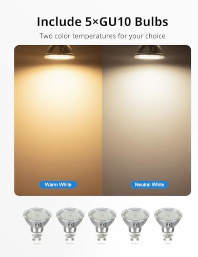 Gr4tec 5-Way LED Ceiling Light | Matte Black Modern GU10 Spotlight Bar
