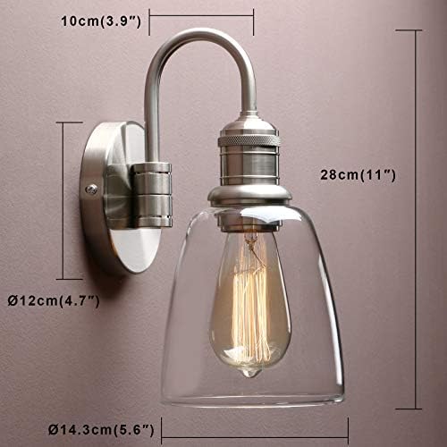Industrial Bell Wall Sconce | Brushed Metal & Clear Glass