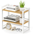Wood Desktop Bookshelf – 2-Tier Office Desk Shelf Organizer