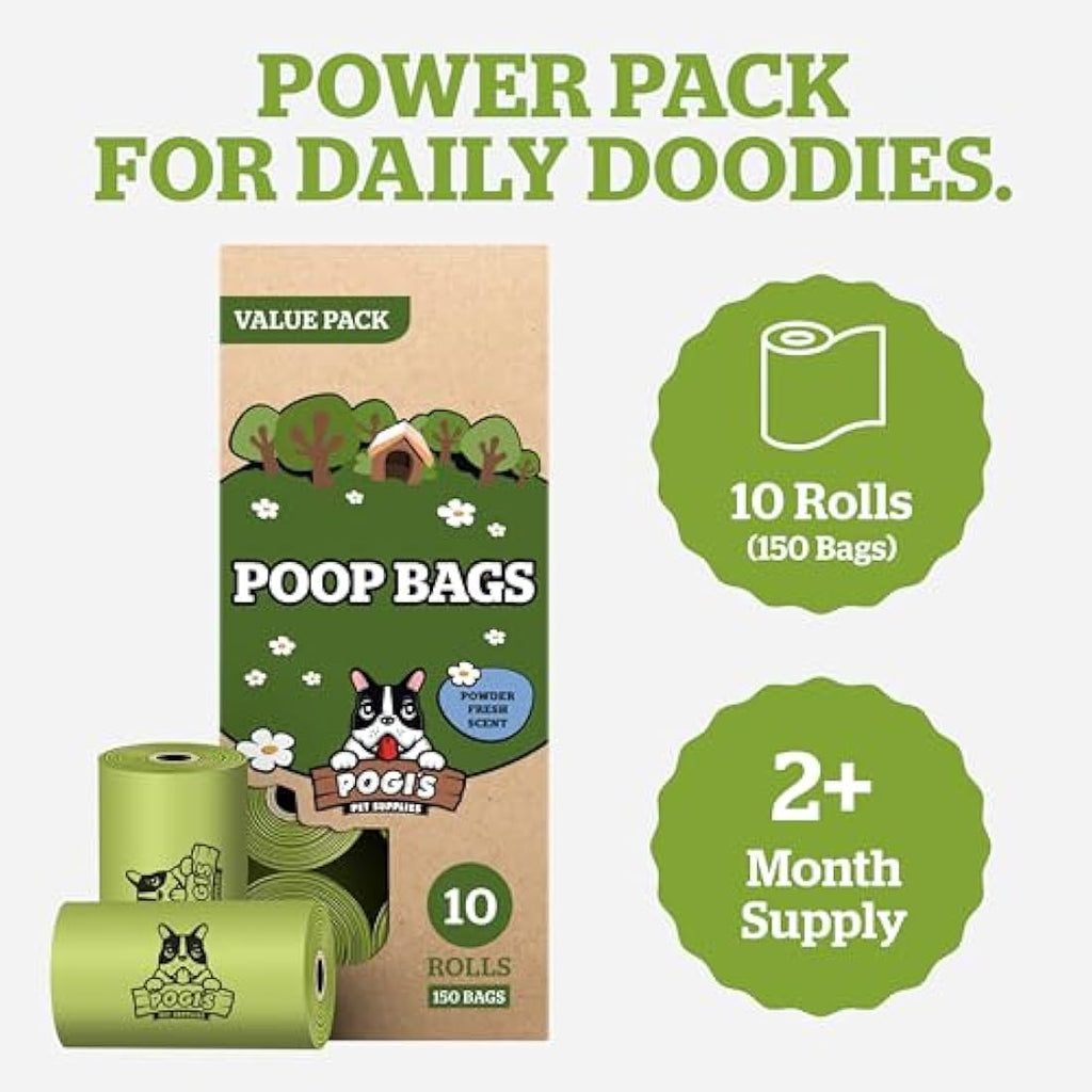 Pogi’s Dog Poo Bags – Biodegradable Leak-Proof Scented Waste Bags, 150ct