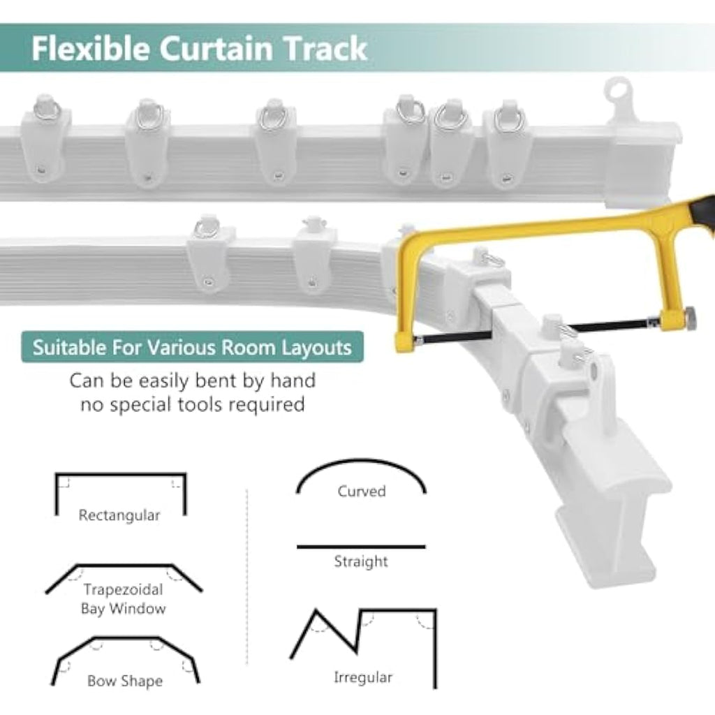 20FT Flexible Ceiling Curtain Track – Heavy Duty White Rail