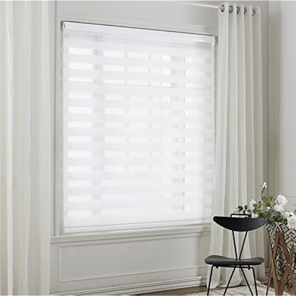 Taiyuhomes Zebra Roller Blind – White Day and Night Blackout Curtains