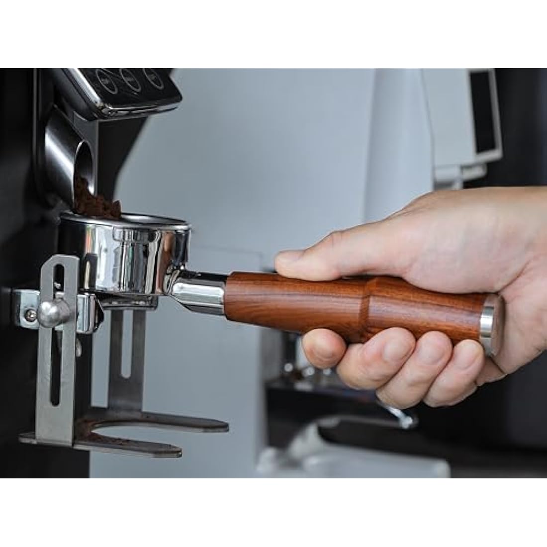 KNODOS 54mm Bottomless Portafilter - Rosewood Handle for Breville Sage