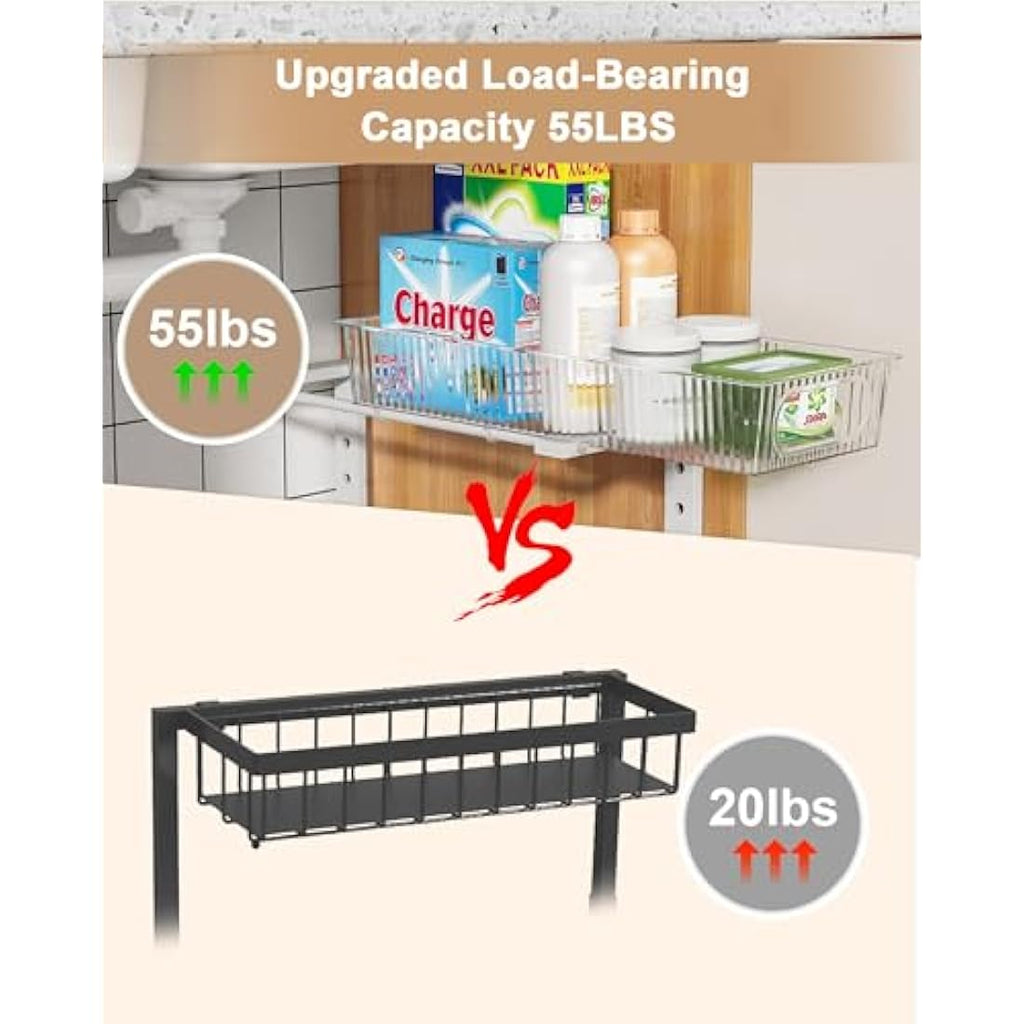 UMDONX 2-Pack Under Sink Organiser | 2-Tier Adjustable Metal Storage