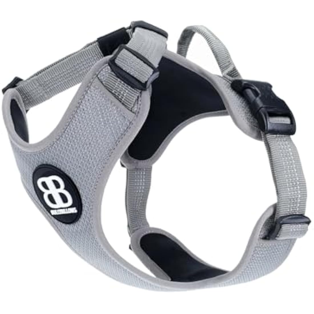 BullyBillows Active Light Dog Harness – Reflective Padded Vest, Grey Small