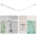 L-Shaped Corner Shower Curtain Rod – White Stainless Steel