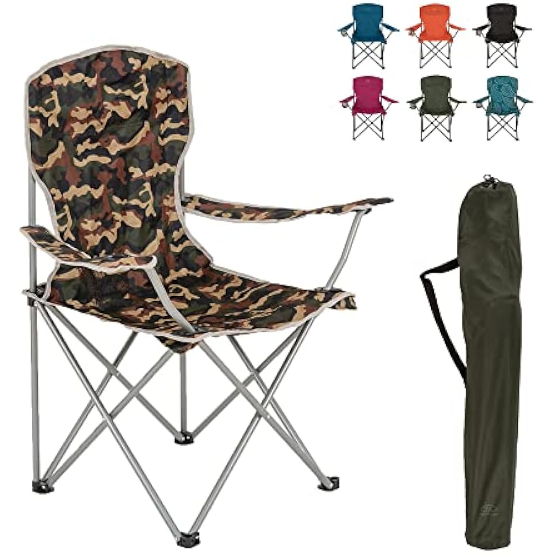 Highlander Camping Chair – Lightweight Folding Steel Chair with Cup Holder