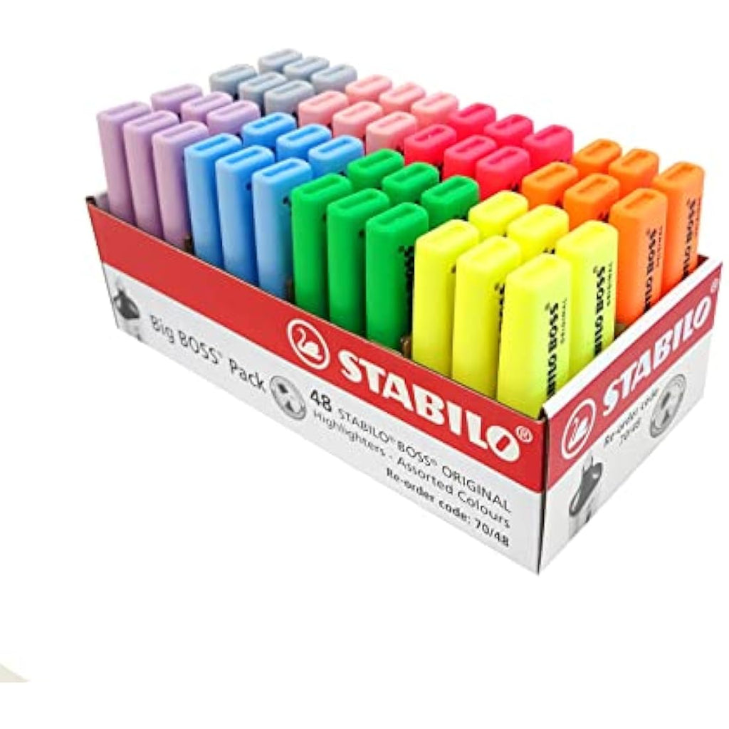 STABILO BOSS ORIGINAL Highlighter Pack of 48 – Neon and Pastel Colours