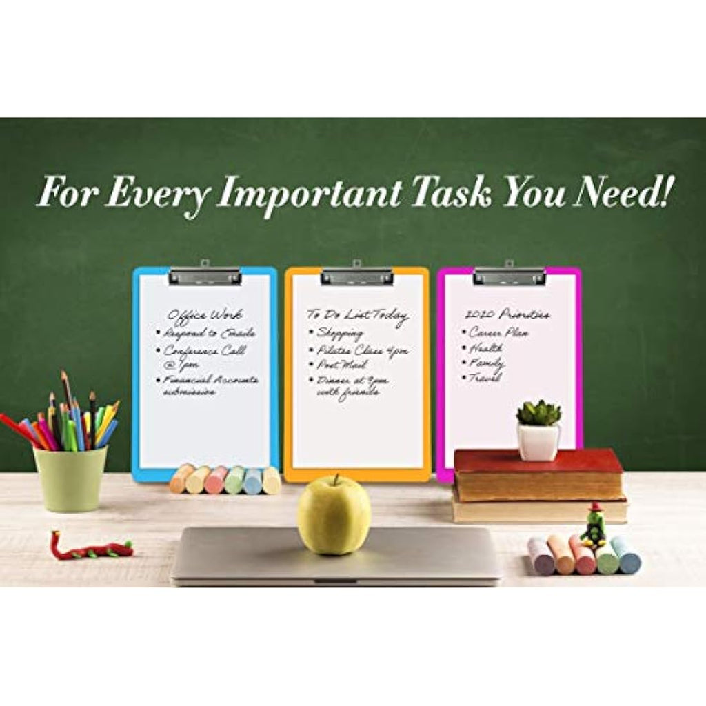 Jolof Store A4 Plastic Clipboards – 6 Pack Multi-Coloured Heavy Duty Set