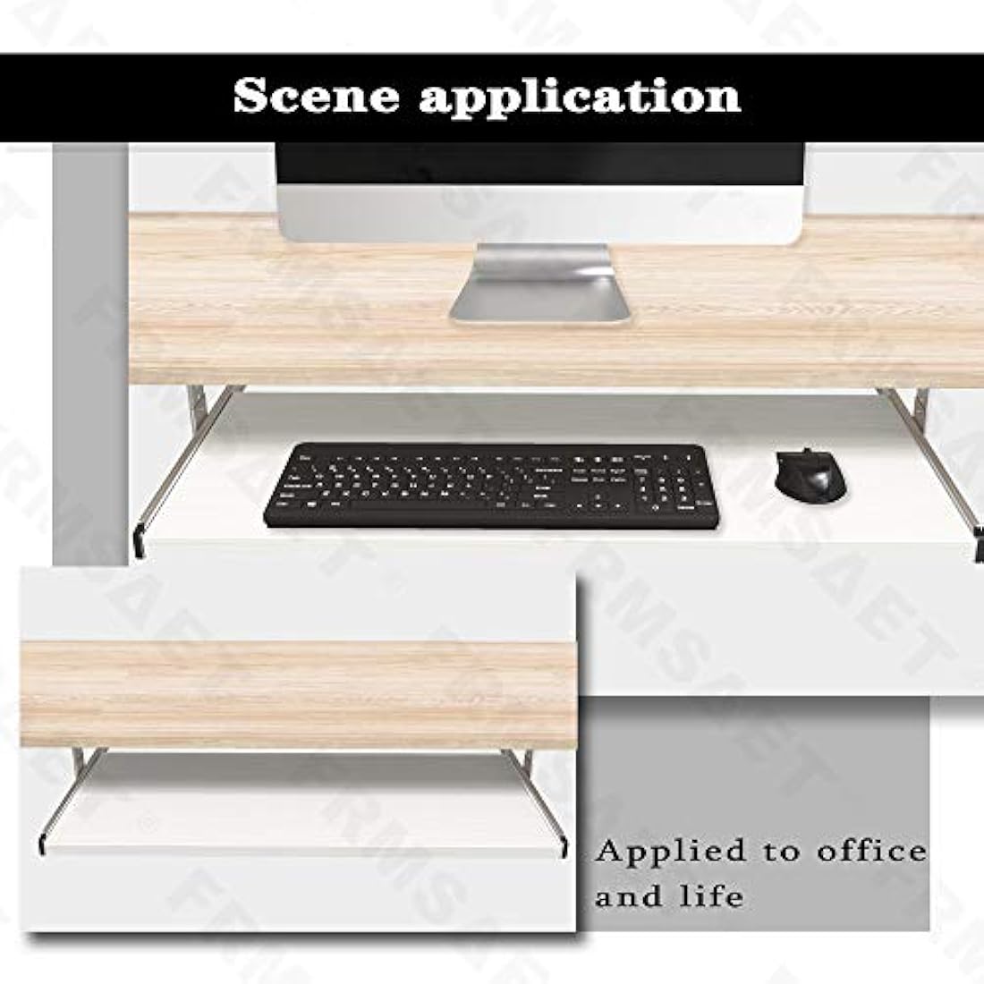 FRMSAET 30" Under Desk Keyboard Tray – Adjustable Height Wood Drawer