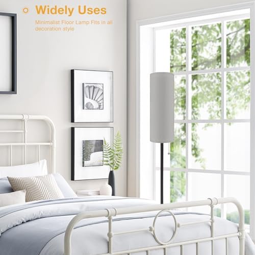Aooshine Modern Floor Lamp | 3 Color LED Standing Lamp with Grey Shade