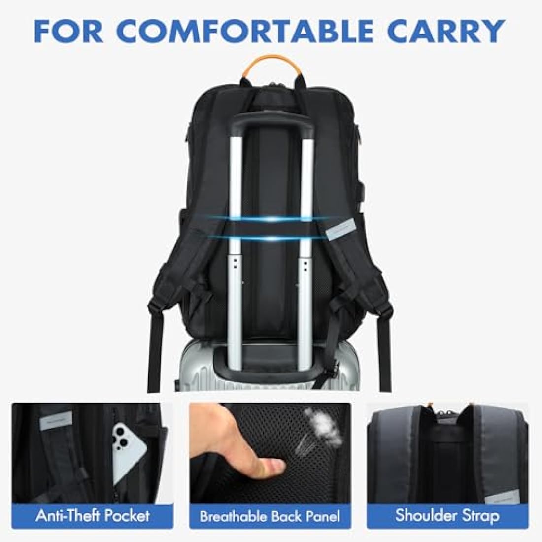 18.4 Inch Laptop Backpack – 40L Travel Tech Rucksack Black
