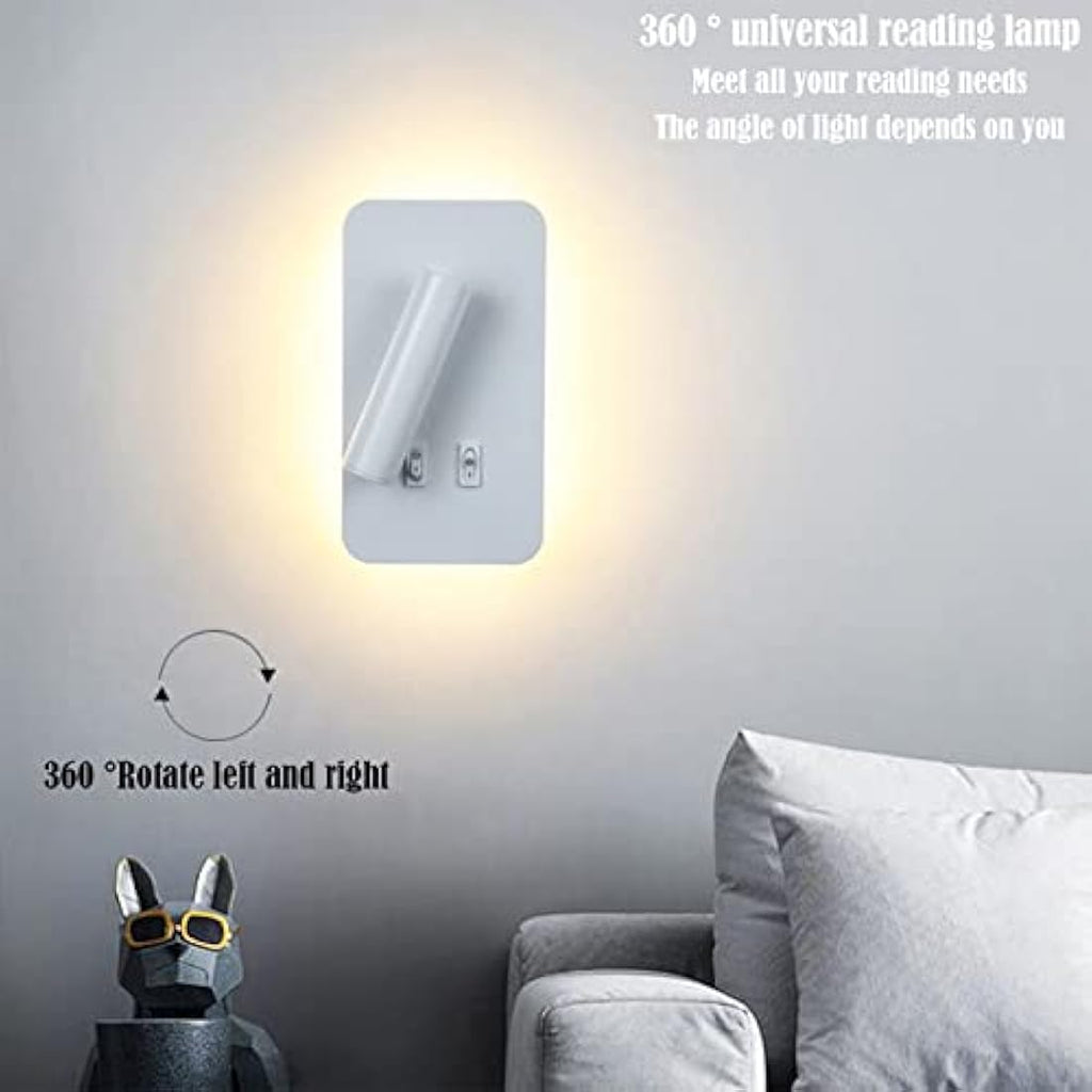 uksunvi LED Bedside Reading Wall Lamp | 12W Adjustable Spotlight - White