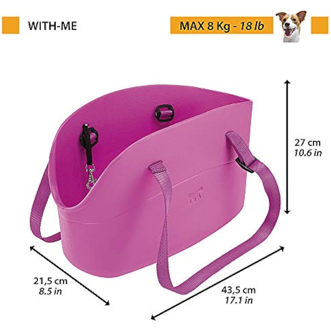 Ferplast With-Me Small Dog Carrier Bag – Washable EVA Rubber, Fuchsia