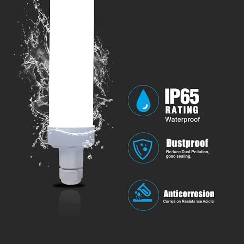 5FT LED Batten Light - 45W IP65 Waterproof Workshop Pack of 2