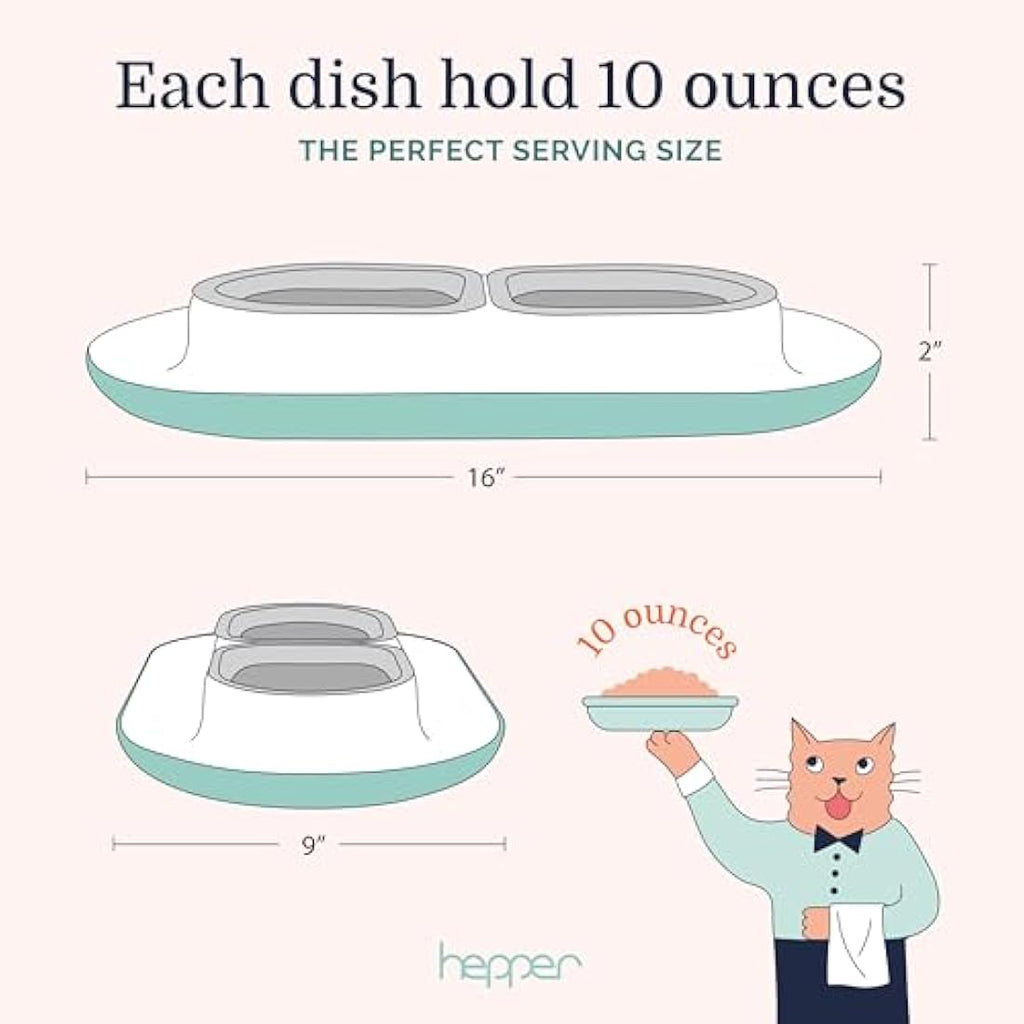 Hepper NomNom – Elevated Stainless Steel Cat Bowls | Spill Proof Tray