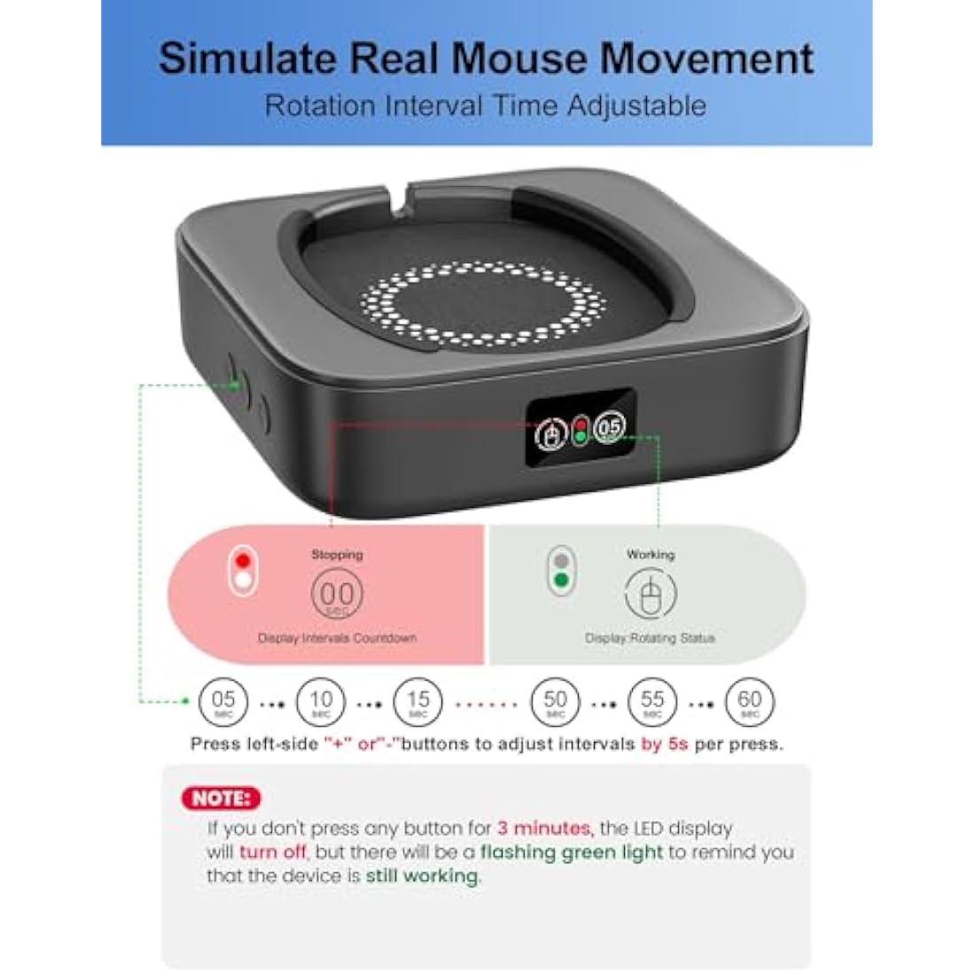 Meatanty Undetectable Mouse Mover – Physical Jiggler with LED Display