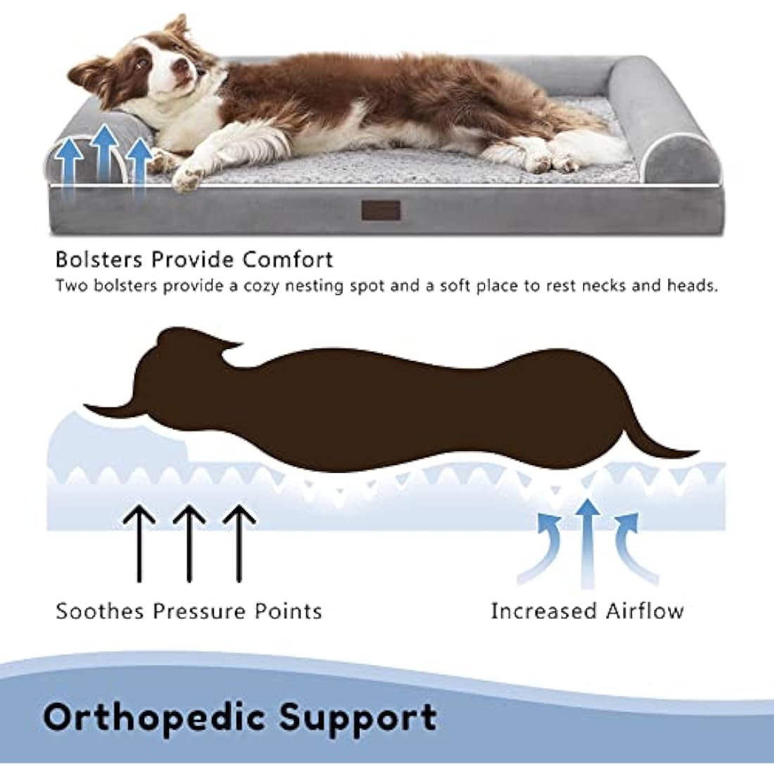 Western Home Orthopedic Dog Bed – Large Washable Waterproof Bolster Sofa