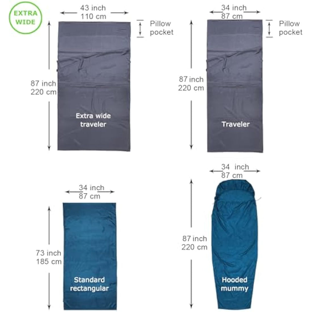 BROWINT Mulberry Silk Sleeping Bag Liner | Extra Wide Travel Sheet
