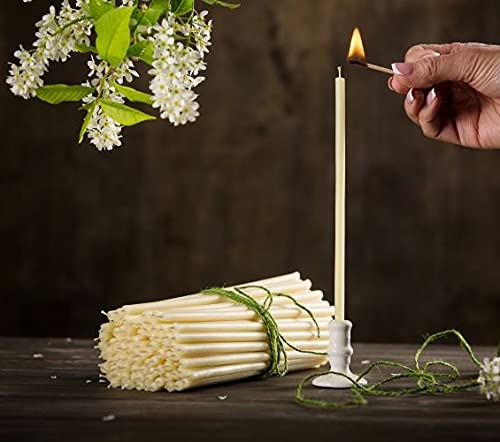 Danilovo White Beeswax Taper Candles - 500 Pack Drip-Free Church Candles