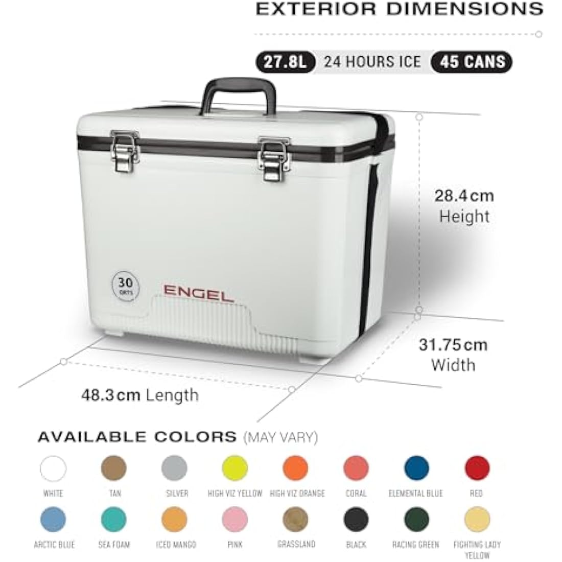 Engel 28.4L Leak-Proof Cooler Box – Heavy-Duty Drybox for Camping