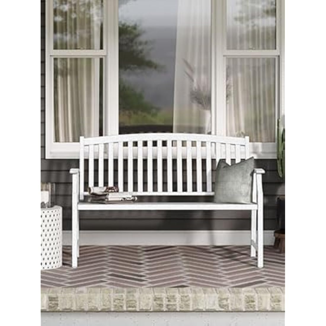 Grand Patio Metal Garden Bench – Rust-Resistant Outdoor Seating, White
