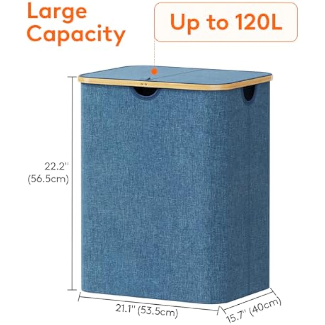 Lifewit 120L Laundry Basket with Lid | Foldable Bamboo Handle Hamper