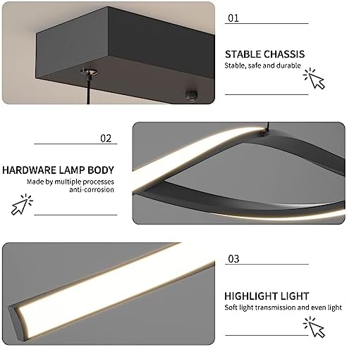 Mikeru 120CM Wave LED Pendant Light | Dimmable Black Kitchen Island Lamp