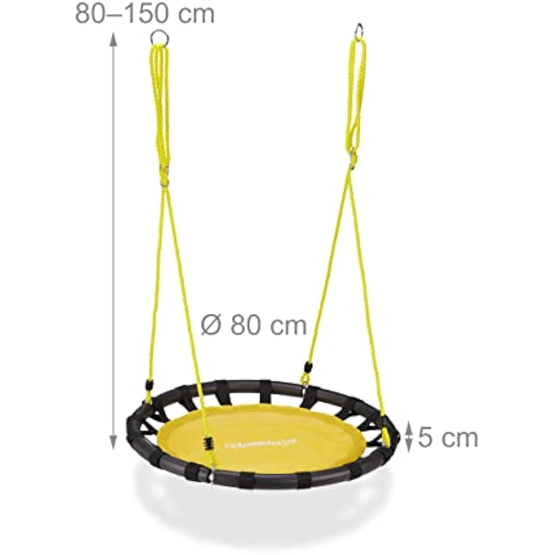 Relaxdays Nest Swing – 80cm Round Hanging Garden Seat, Yellow Steel
