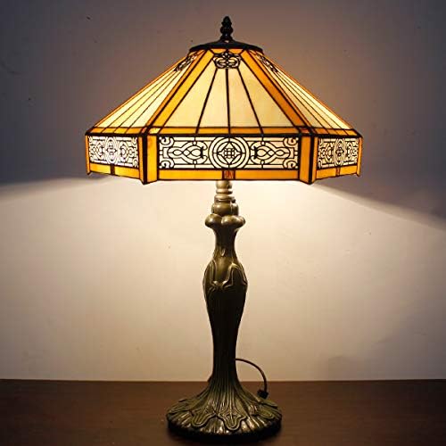 Werfactory Tiffany Table Lamp | 16" Yellow Stained Glass Mission Style